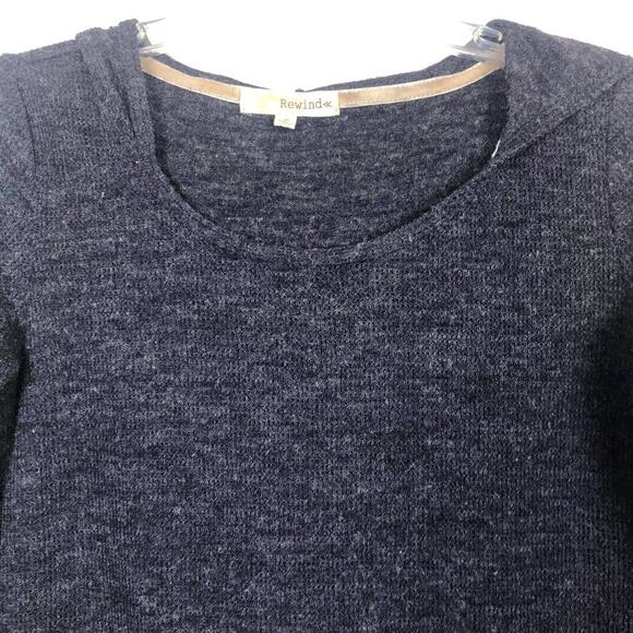 Rewind Crochet Boho Chic Minimalist Hooded Pullover Womens Sweater Size Small - Picture 3 of 12